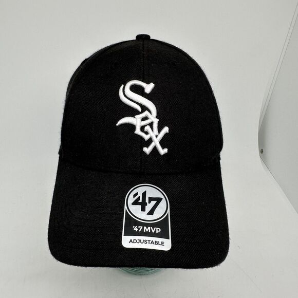 Chicago White Sox Hat Cap Strap Back Mens One Size Black White MLB Baseball - Picture 2 of 8